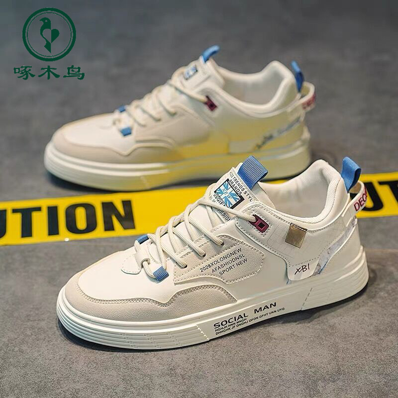 【正品】啄木鸟男鞋新款透气小白鞋潮流百搭布鞋运动休闲板鞋子潮鞋