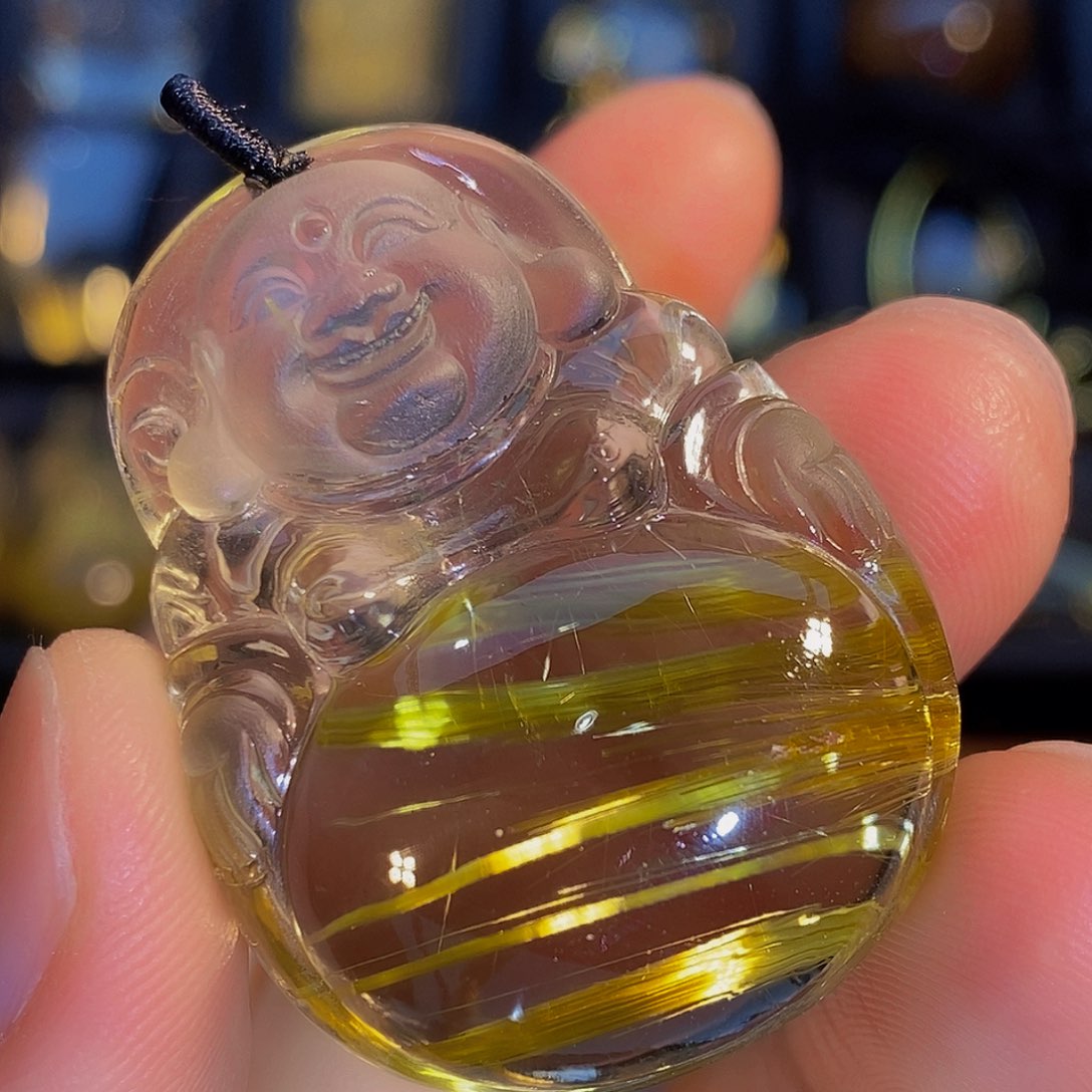 水晶颈饰未镶嵌天然钛晶佛公吊坠