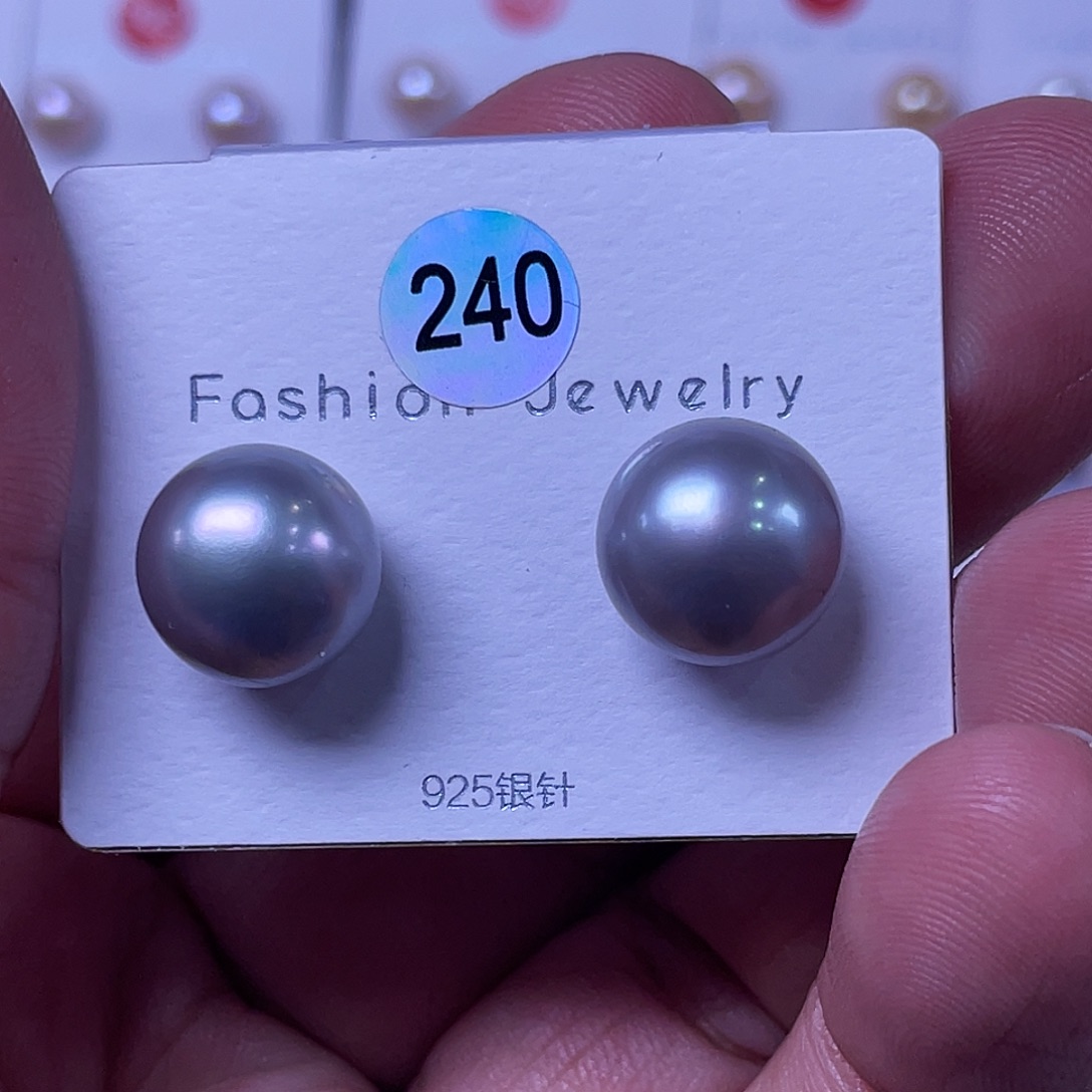 蓓***️淡水珍珠耳饰银S925镶嵌