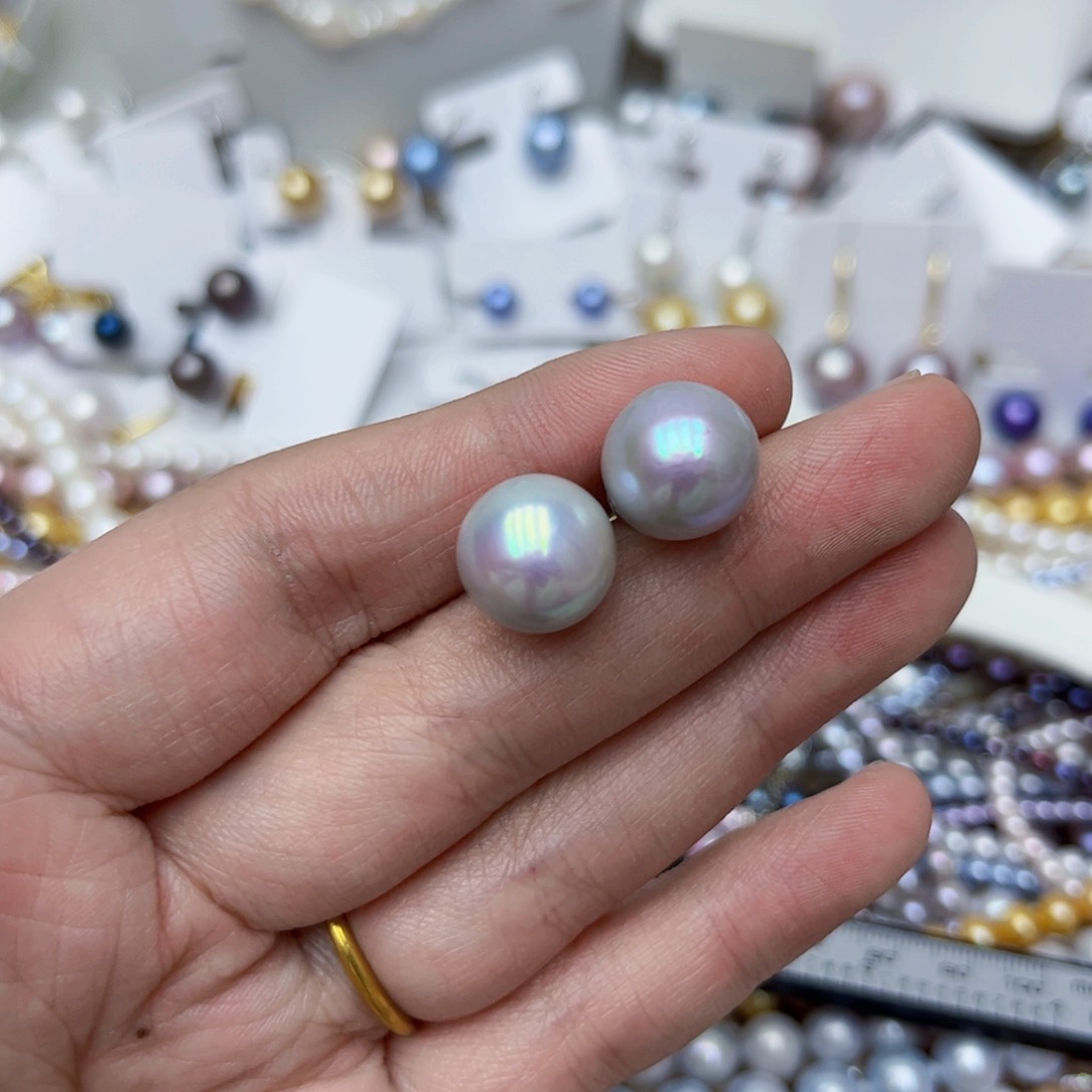淡水珍珠耳饰银S925镶嵌