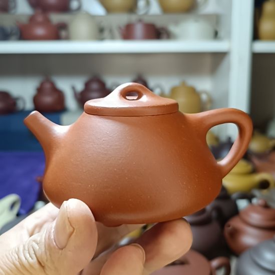 茶壶紫砂原矿红降坡粗砂子冶石瓢220cc半手工