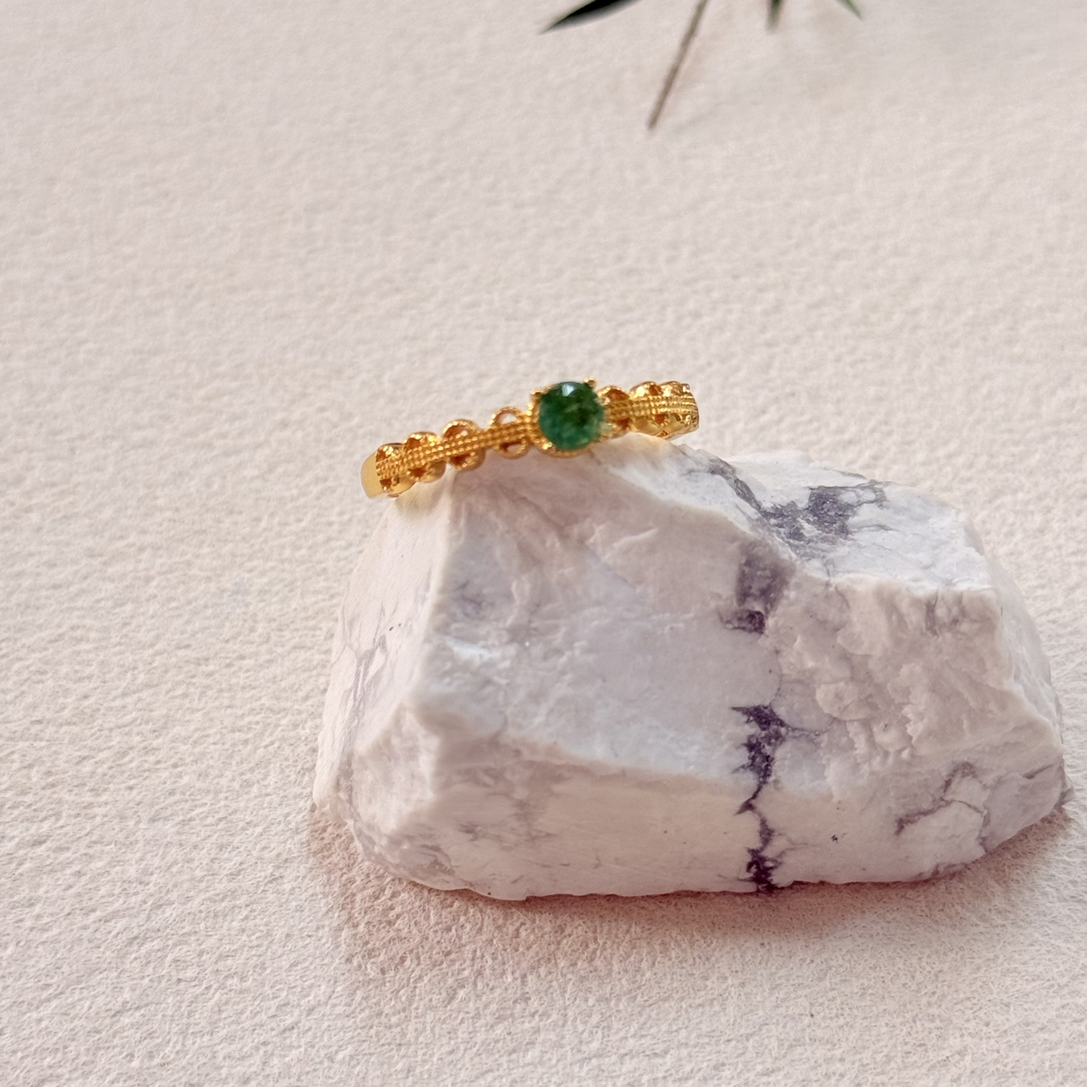 【六六中古】孤品精美祖母绿s925开口戒指ty2935