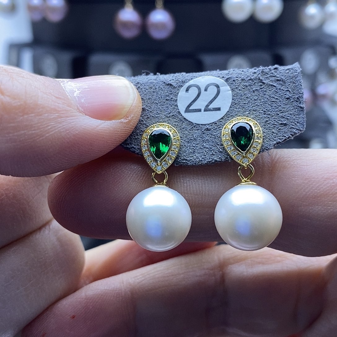 淡水珍珠耳饰银S925镶嵌