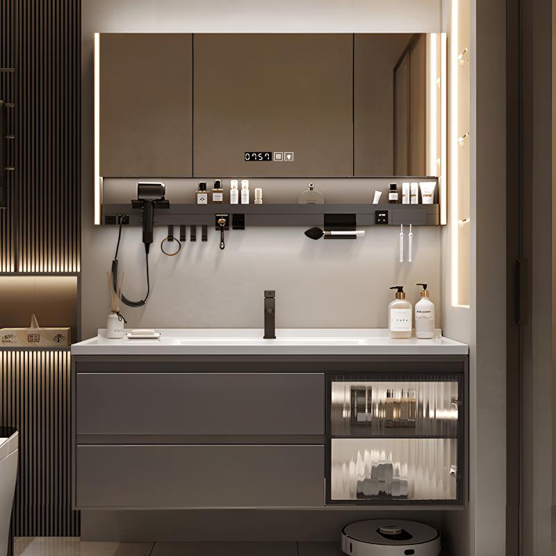 陶瓷一体盆实木浴室柜卫生间高档卫浴柜网红款洗脸洗手台盆柜组合