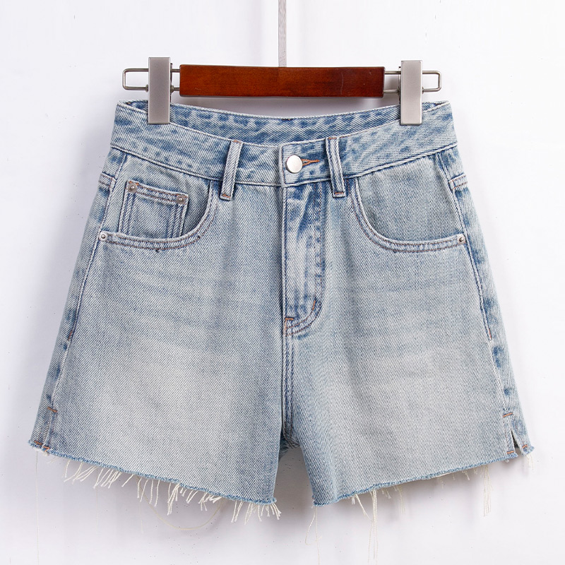 RAIN▪CUN云川丨无弹浅色 气质百搭毛边显瘦三分高腰牛仔短裤女402