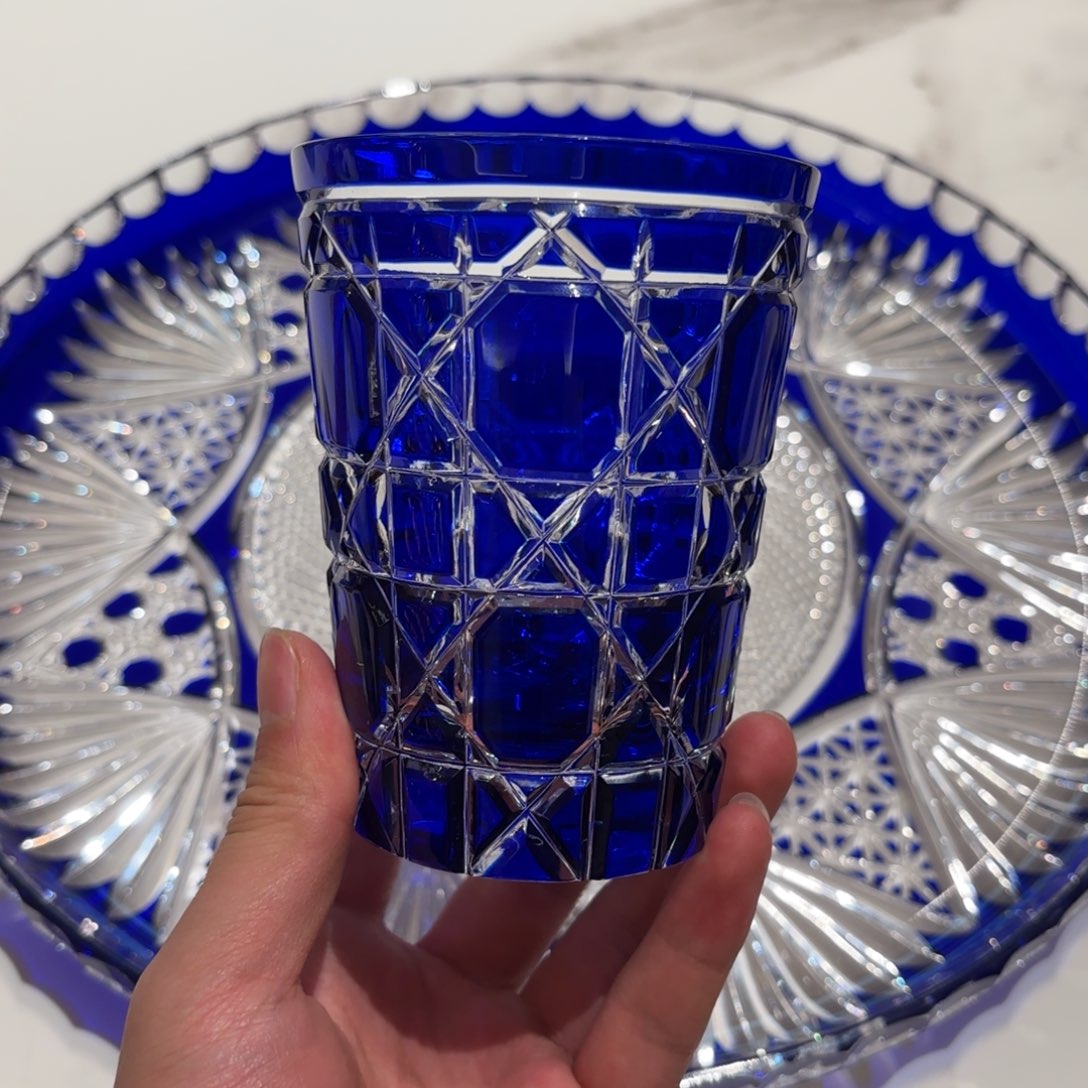 等***假平底款水晶玻璃-3个迪奥钴蓝杯