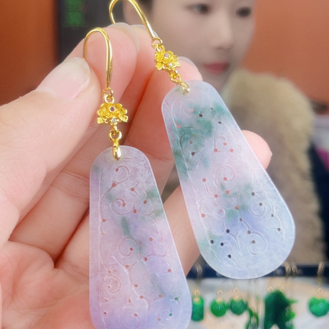 翡翠未镶嵌耳饰饰品