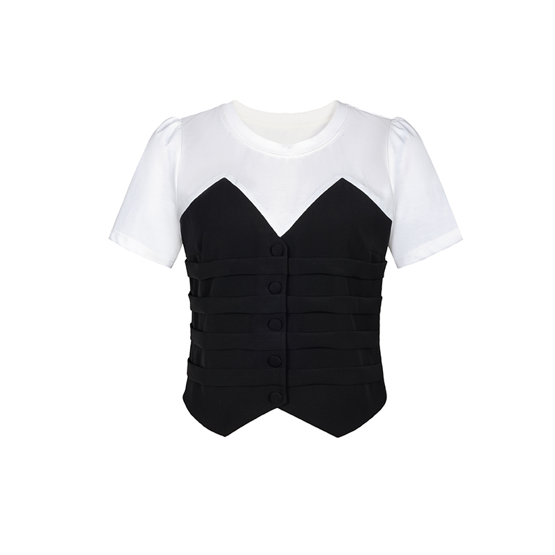 【直播专享】商场同款新品夏季黑白拼接上衣N204C42749A