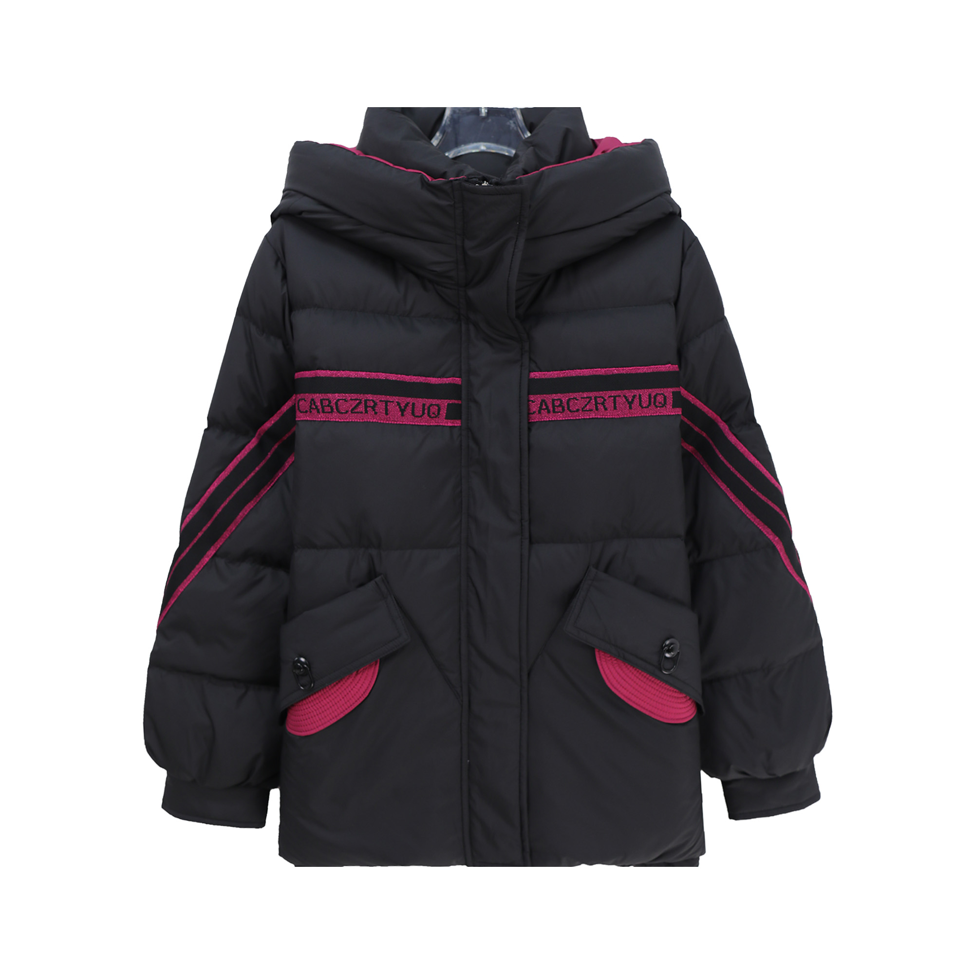 时尚撞色宽松连帽潮流小众保暖羽绒服U280