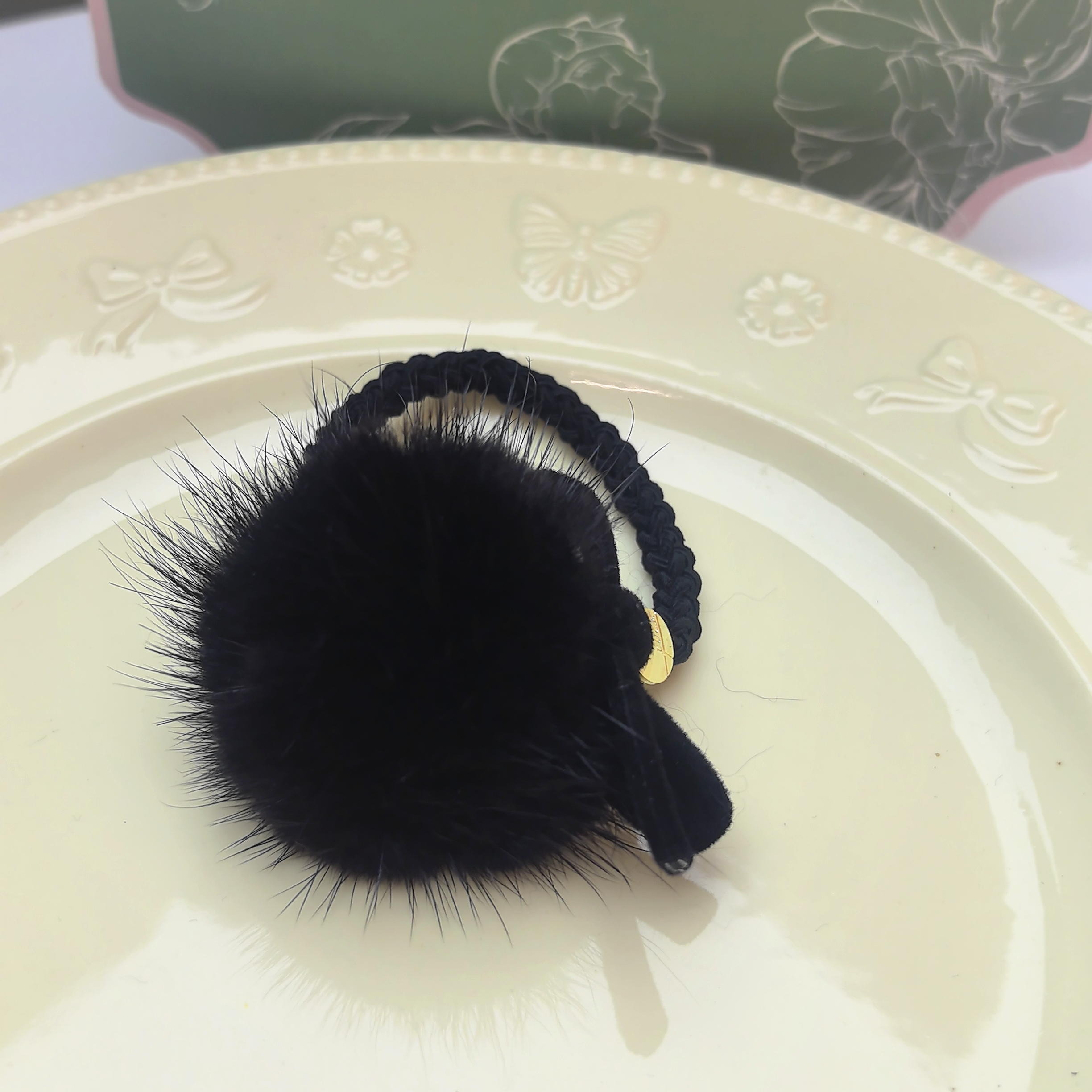 韩系新款精致黑色水貂时尚百搭发绳WM-957