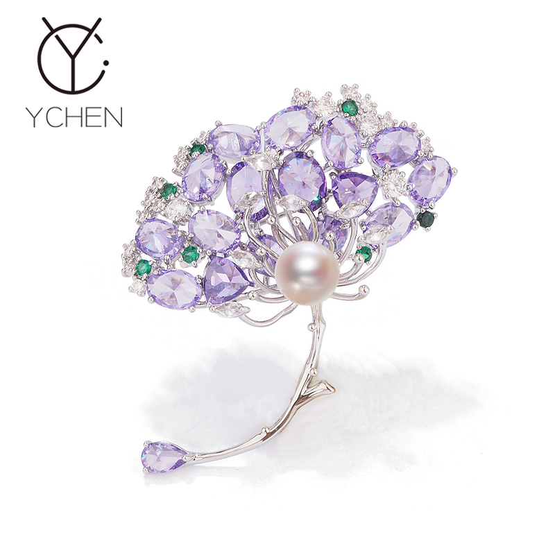 铜合金胸针  高档紫合欢花胸针女气质精致西装配饰