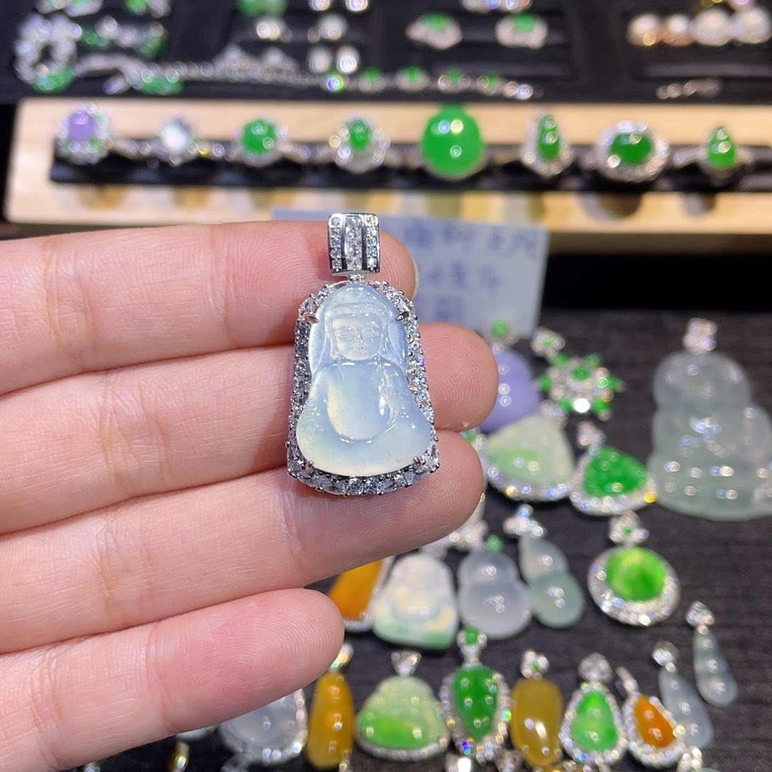 k***i翡翠银S925镶嵌吊坠(不含链)