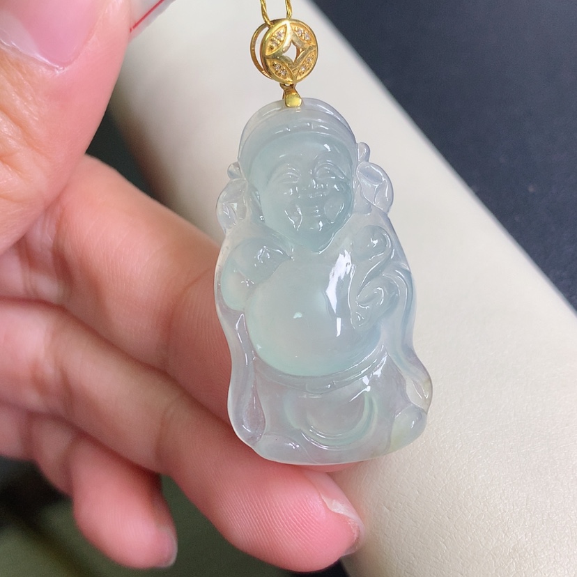 【闪购商品】翡翠颈饰18K金镶嵌财神