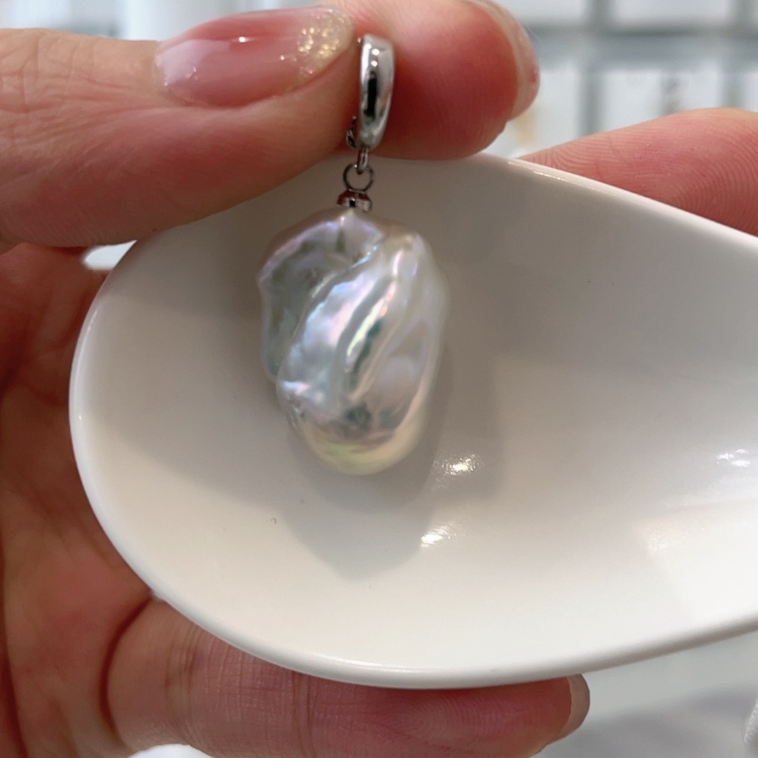 淡水珍珠天然珍珠巴洛克银S925镶嵌