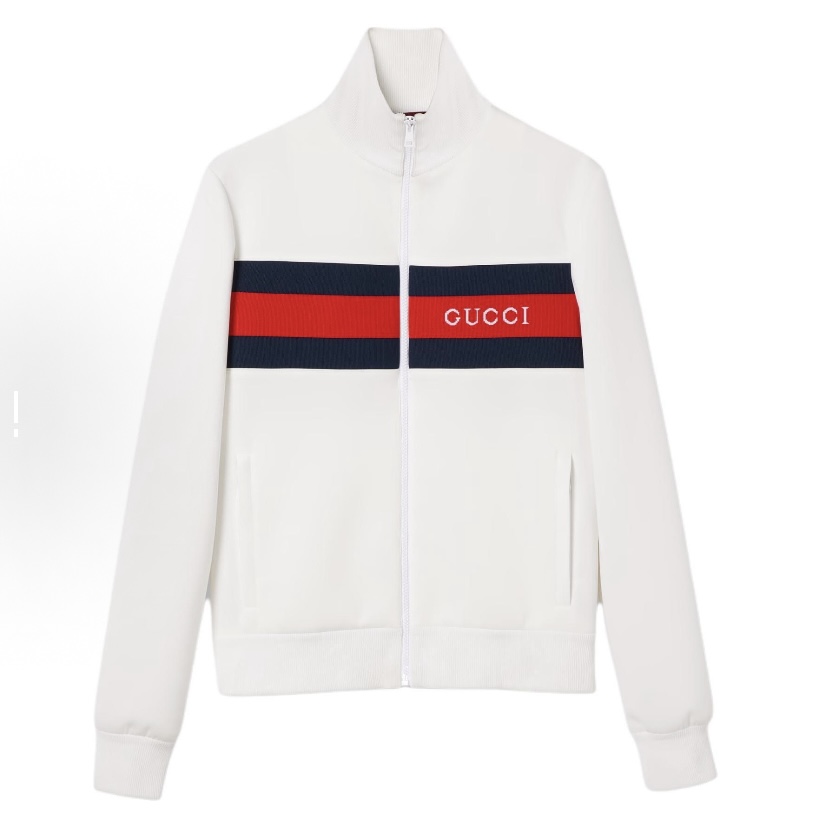 未使用 GUCCI/古驰 古驰Lido系列条纹Logo印花立领修身夹克外套