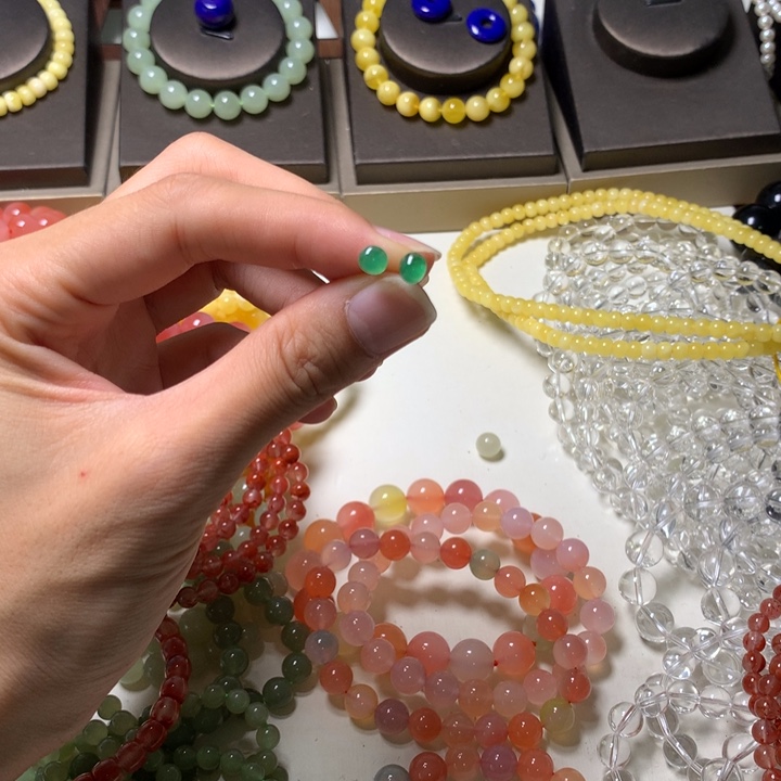 耳饰银S925镶嵌祖母绿两***爱