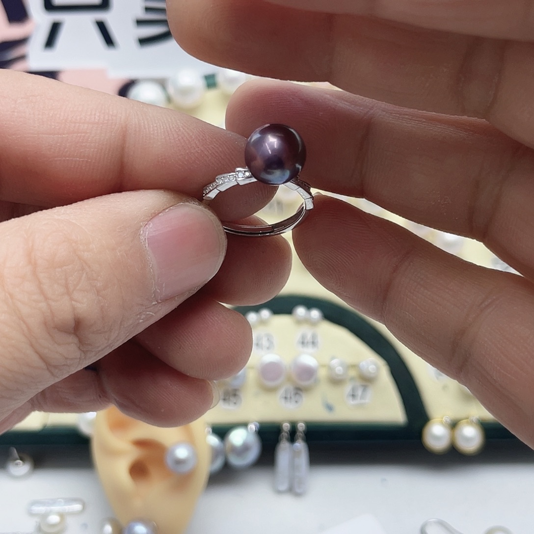 花****淡水珍珠银S925镶嵌耳饰