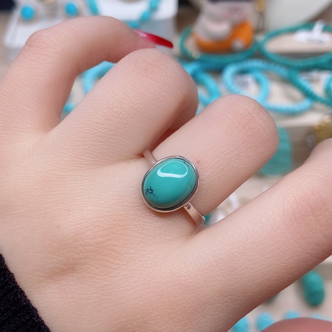 绿松石戒指银S925镶嵌