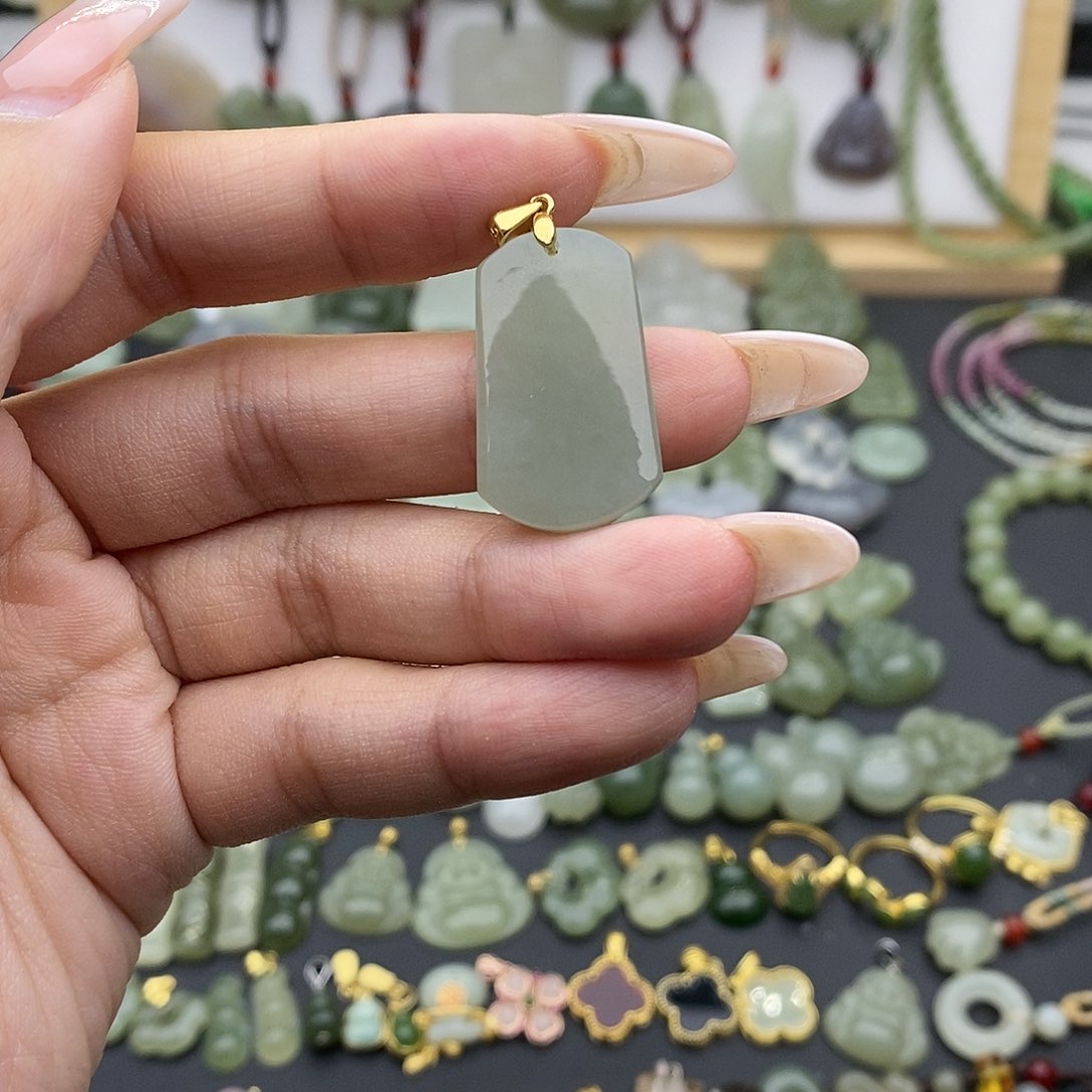 和田玉吊坠(不含链)银S925镶嵌