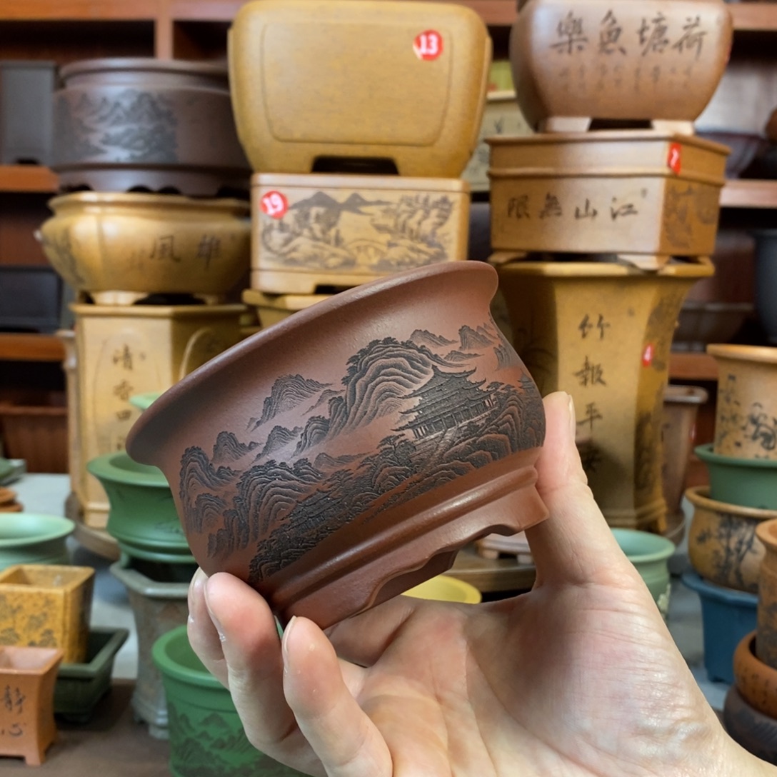 紫砂花盆盆景花盆小