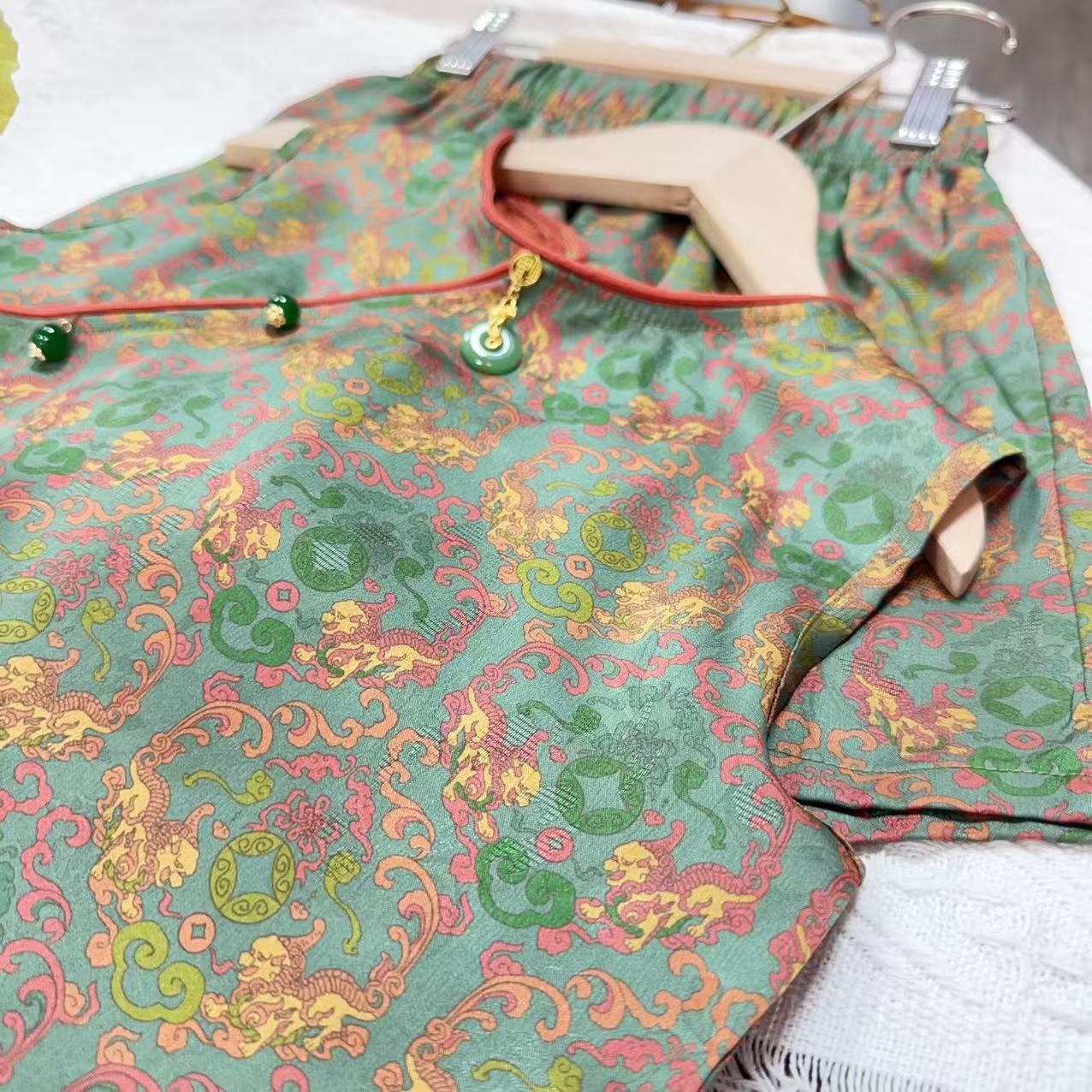 安大秋童装【马甲套装】2025年国风春夏款儿童国风旗袍套装