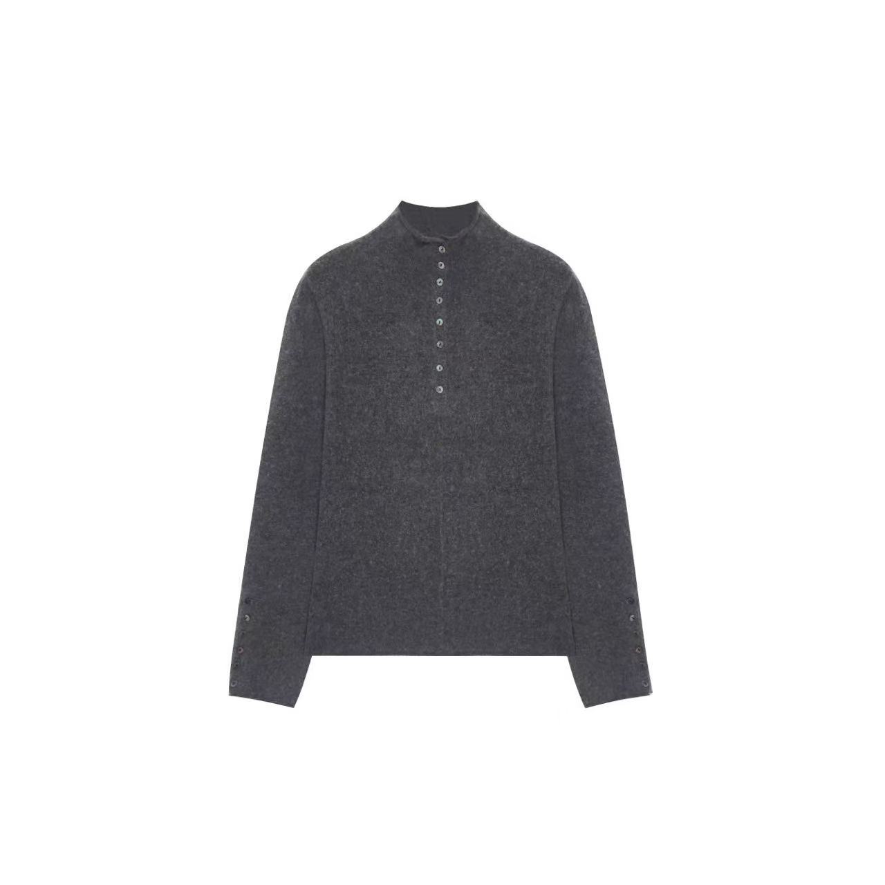 【硬货】3975经典半高领针织秋冬羊毛显瘦盘扣休闲套头百搭长袖毛衣