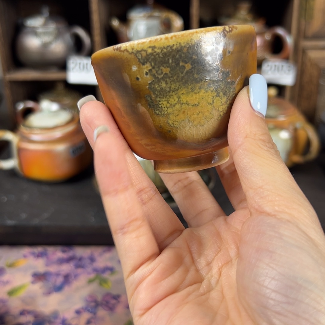 杯柴烧茶器中白主人杯