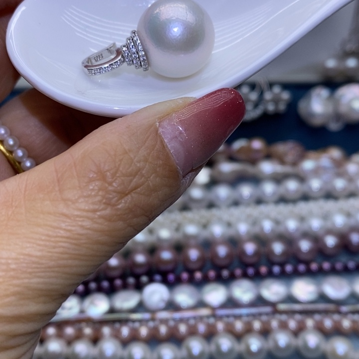 郡***翠珠宝首饰银S925镶嵌淡水珍珠