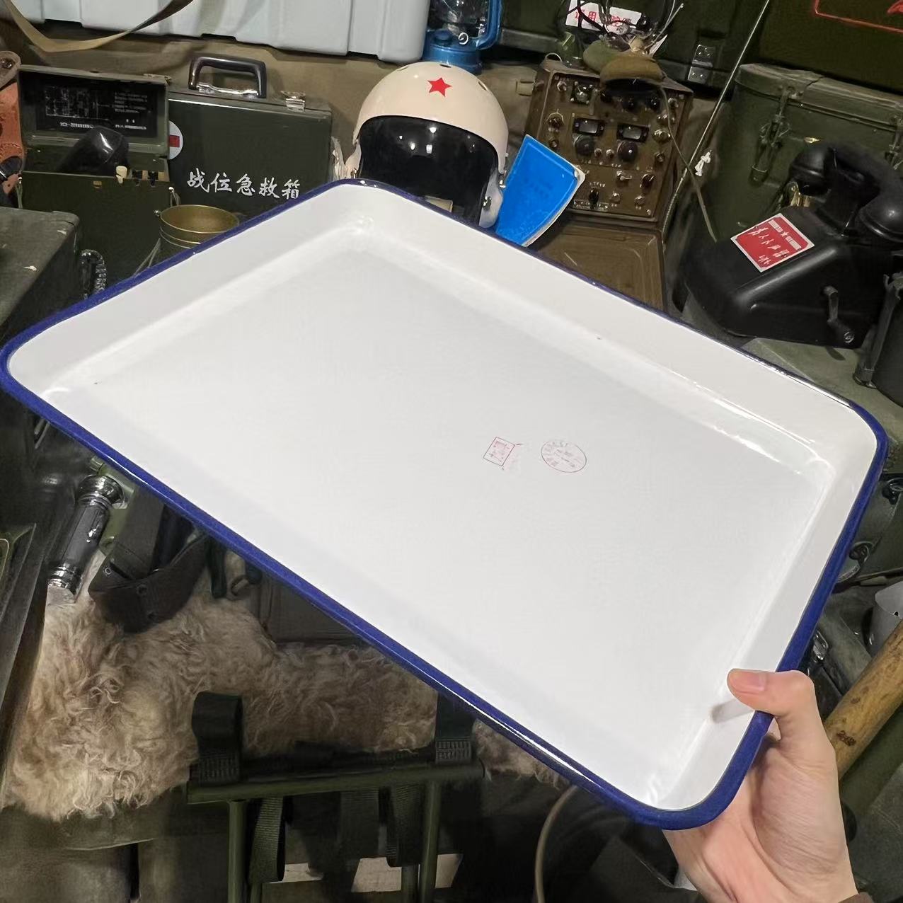 正品白色搪瓷盘大号45*35