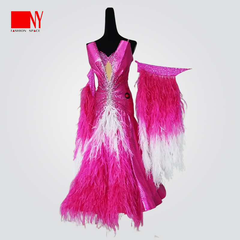 NY纳艺摩登比赛裙高定舞蹈裙冰丝面料适用于华尔兹探戈交谊舞表演