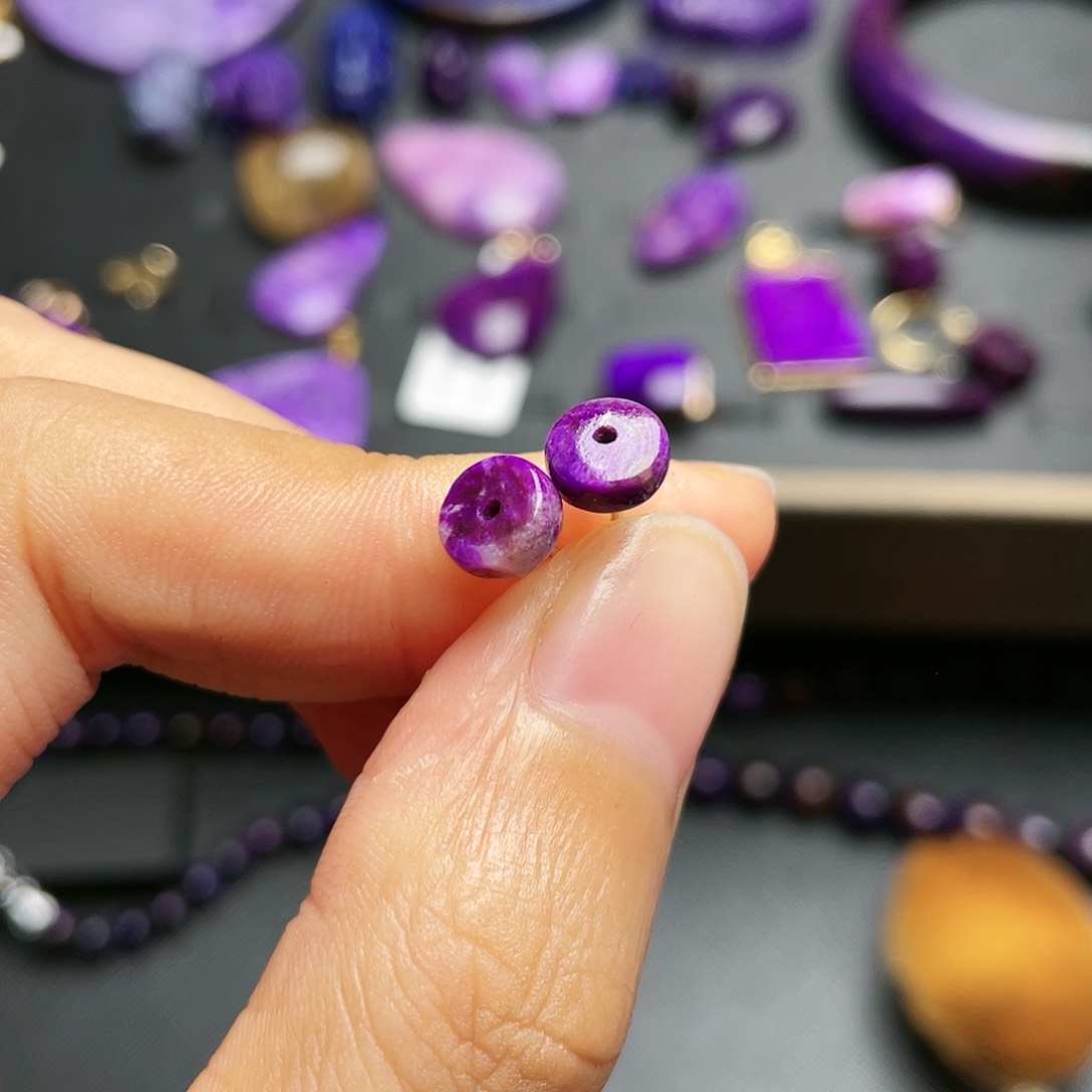 苏纪石（舒俱来）耳钉银S925镶嵌