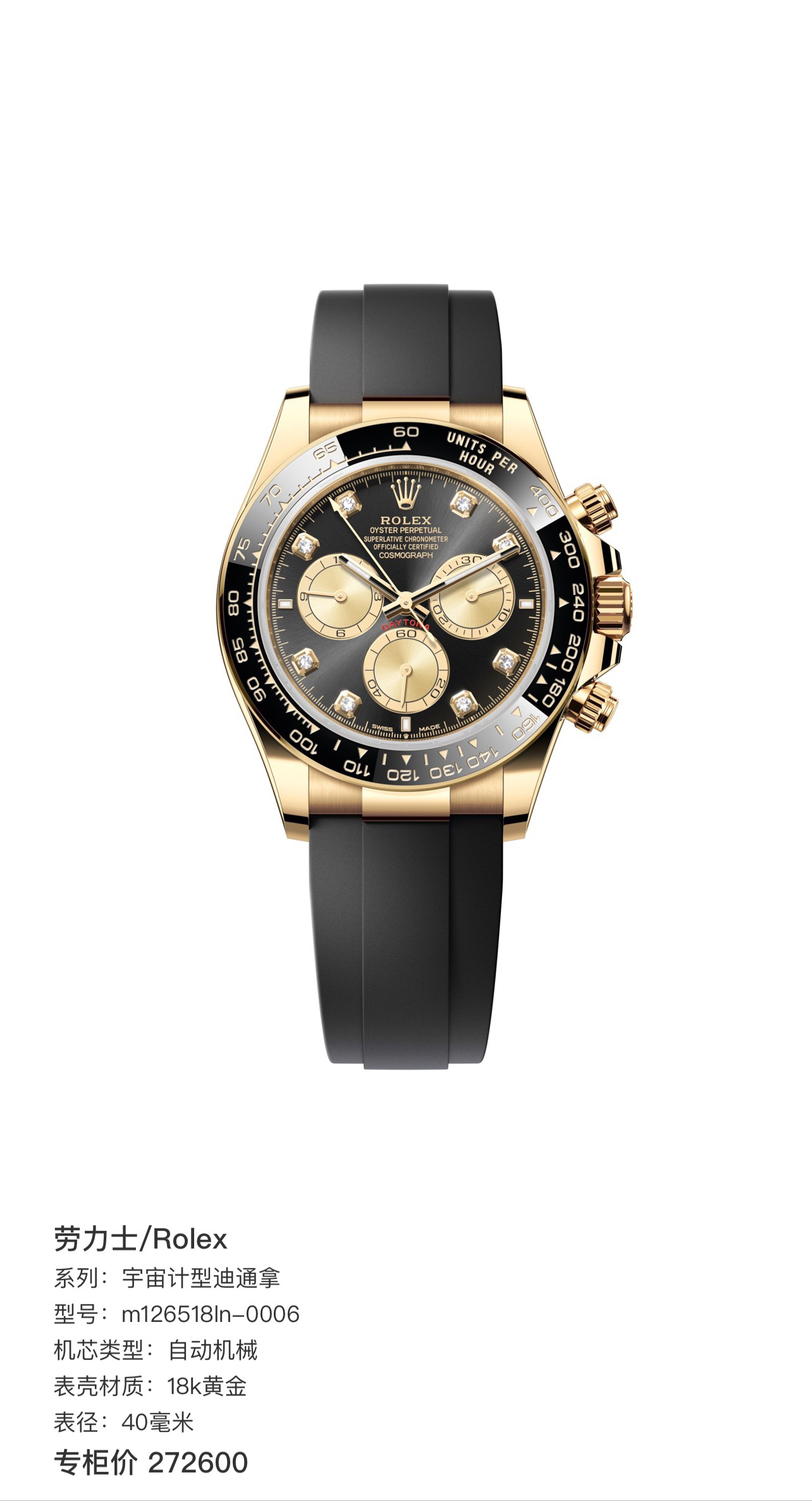 全新未使用 Rolex/劳力士 劳力士/m126518ln胶带金眼睛/未使用