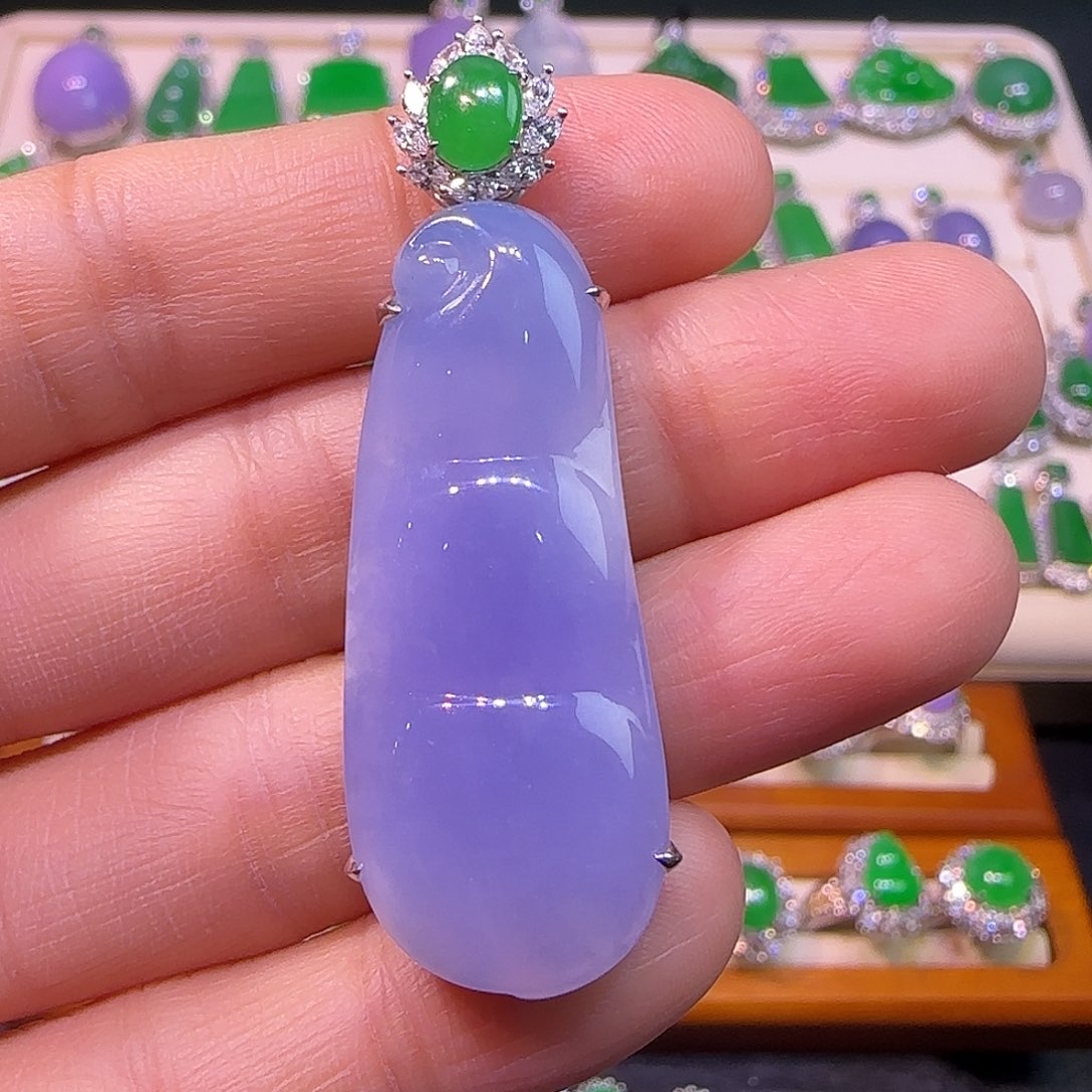 翡翠18K金镶嵌吊坠(不含链)