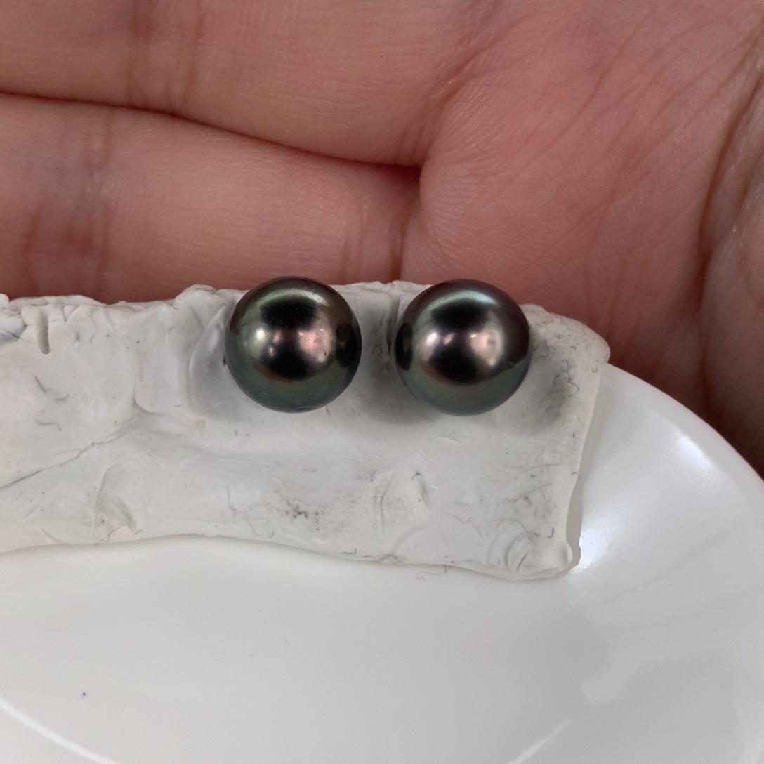 哈***哈定制海水珍珠未镶嵌裸珠大溪地孔雀绿9-10