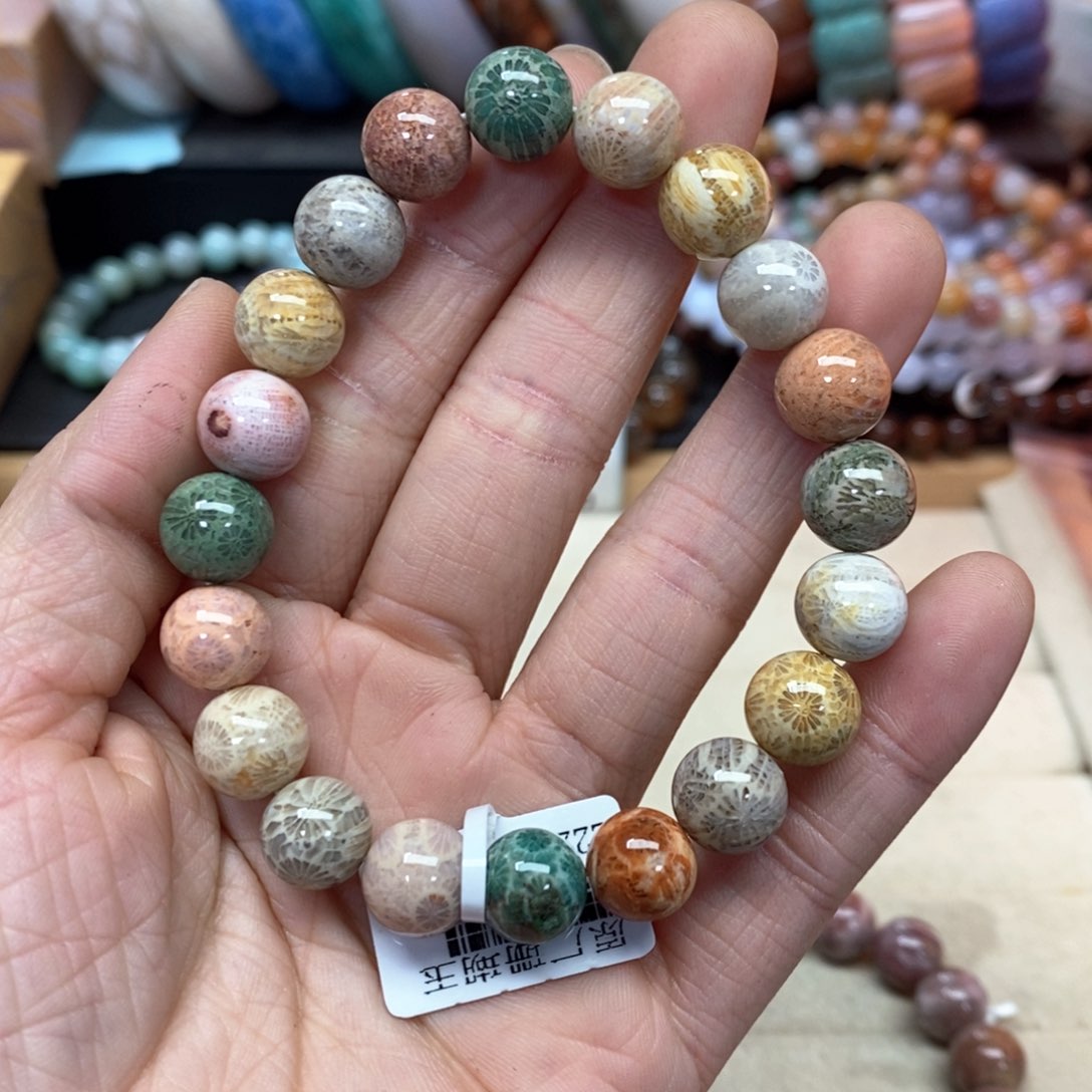 硅化珊瑚（珊瑚玉）手链未镶嵌我***肉067