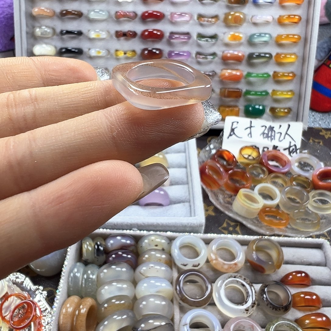 玛瑙/玉髓未镶嵌戒指A5不退换15.5港10