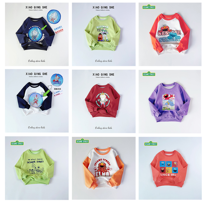 【现货断码】中大童春季单层时尚简约圆领卫衣F613 合并