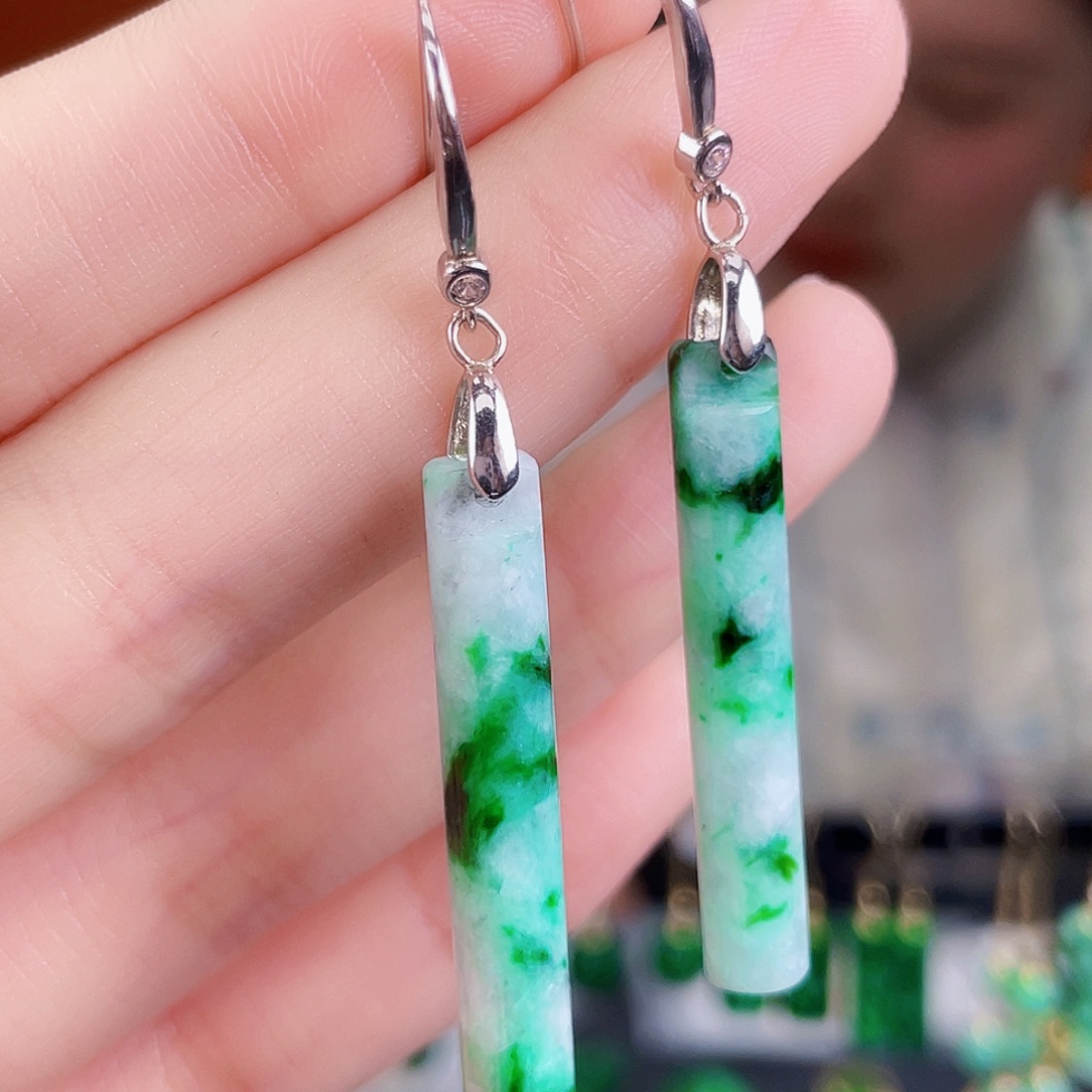 翡翠银S925镶嵌耳饰