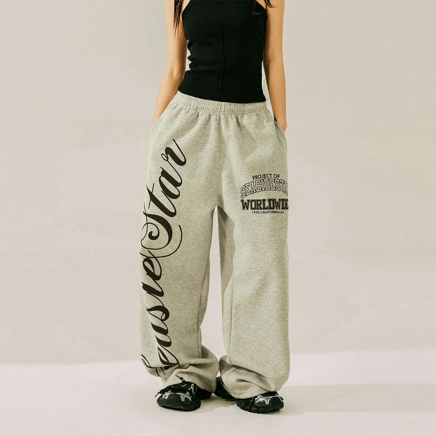 Seasidestar街舞潮牌嘻哈美式街头字母印花运动裤爵士舞休闲卫裤