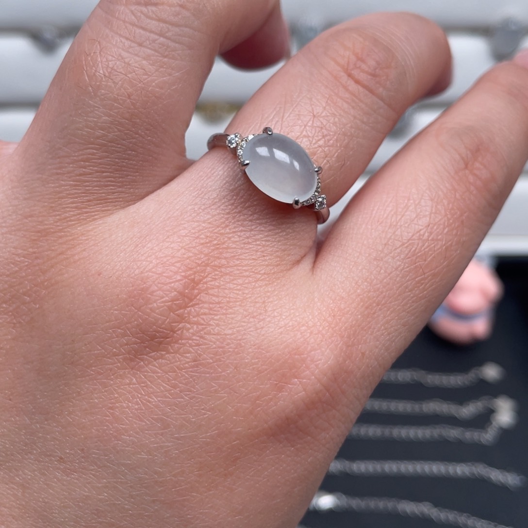 翡翠戒指银S925镶嵌戒指