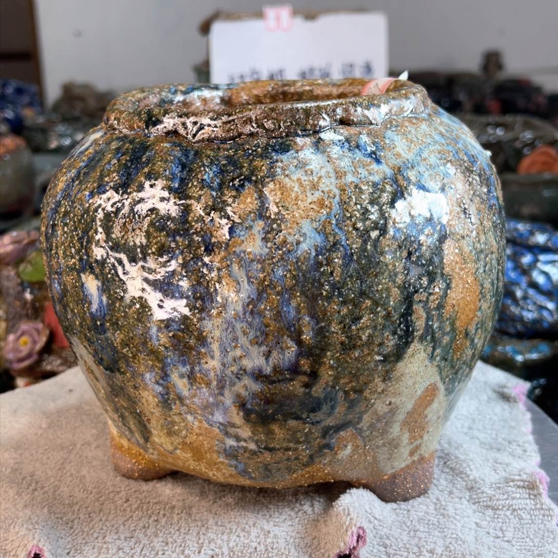 红陶粗砂陶手工花盆