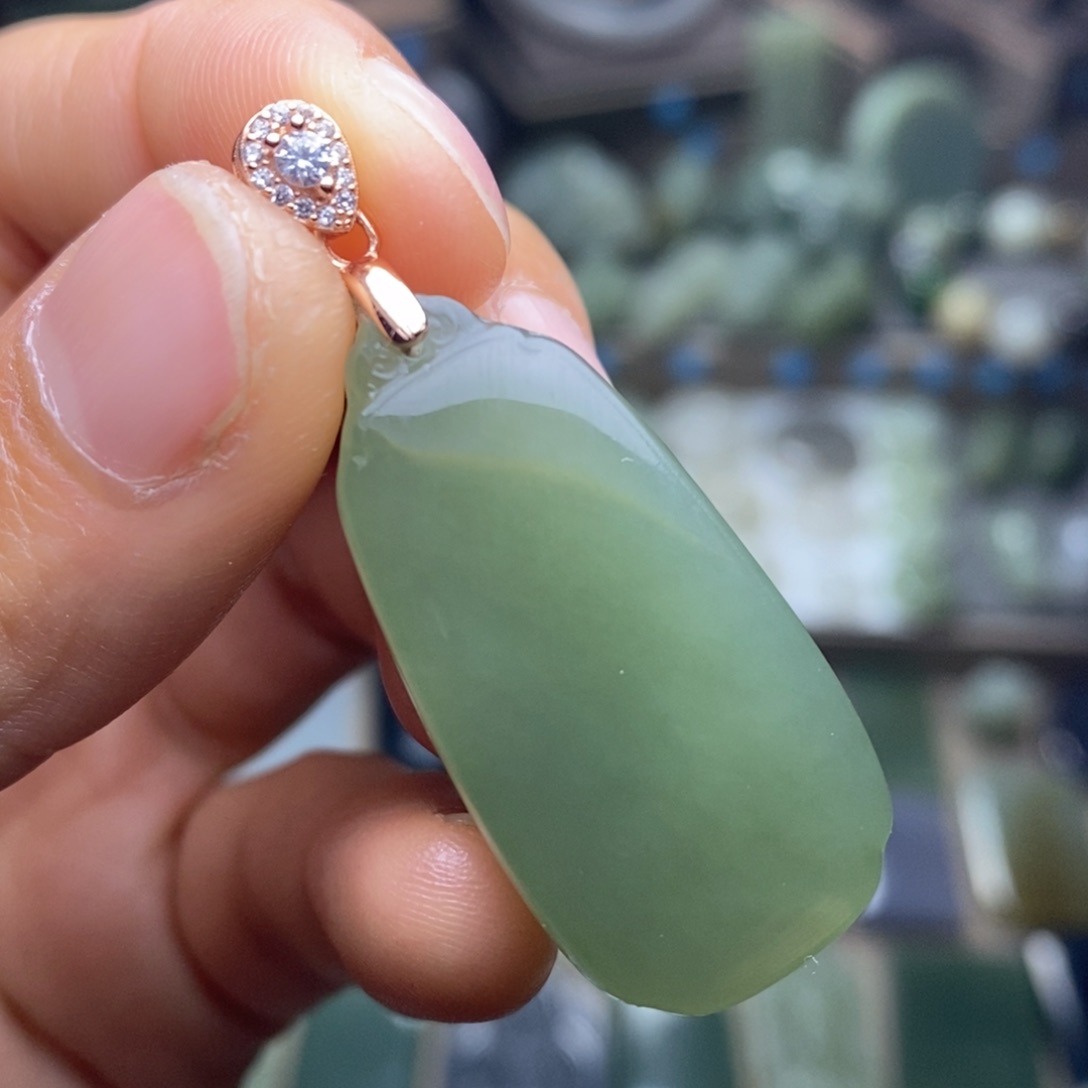 和田玉颈饰银S925镶嵌