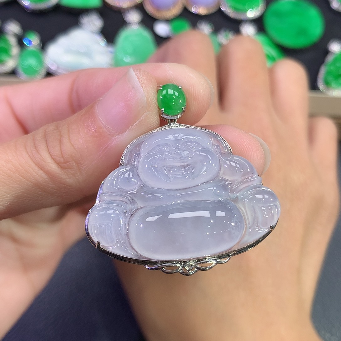 翡翠吊坠(赠链)18K金镶嵌
