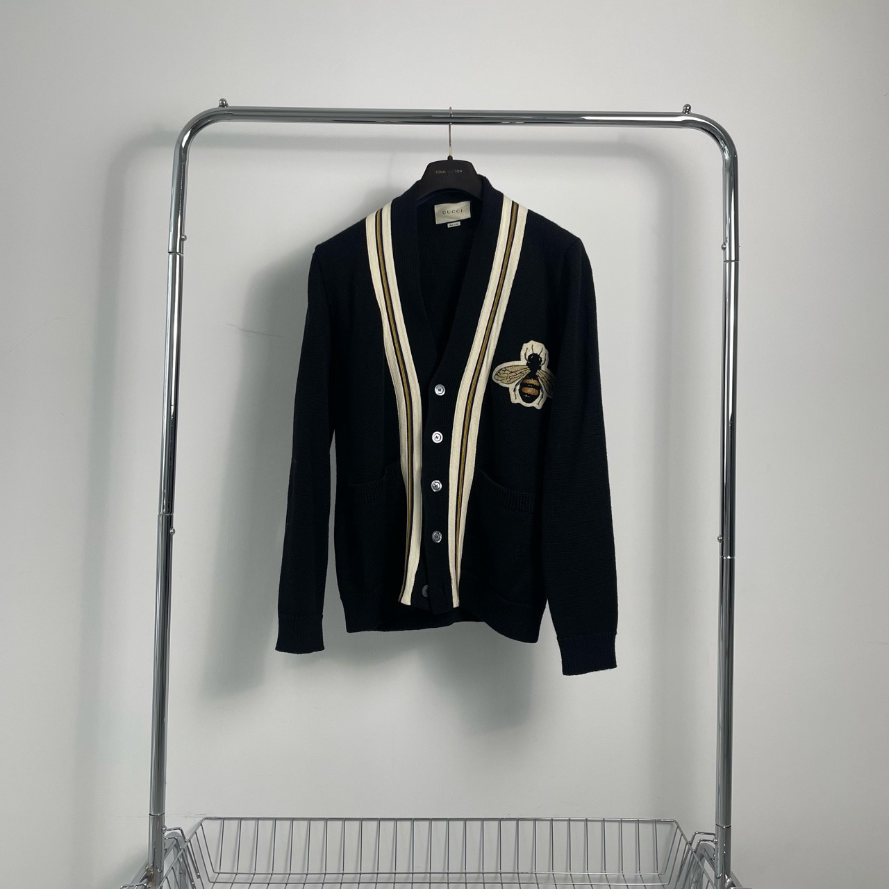 全新未使用 GUCCI/古驰 小蜜蜂胸口刺绣 黑色开衫 yy00442 尺码m