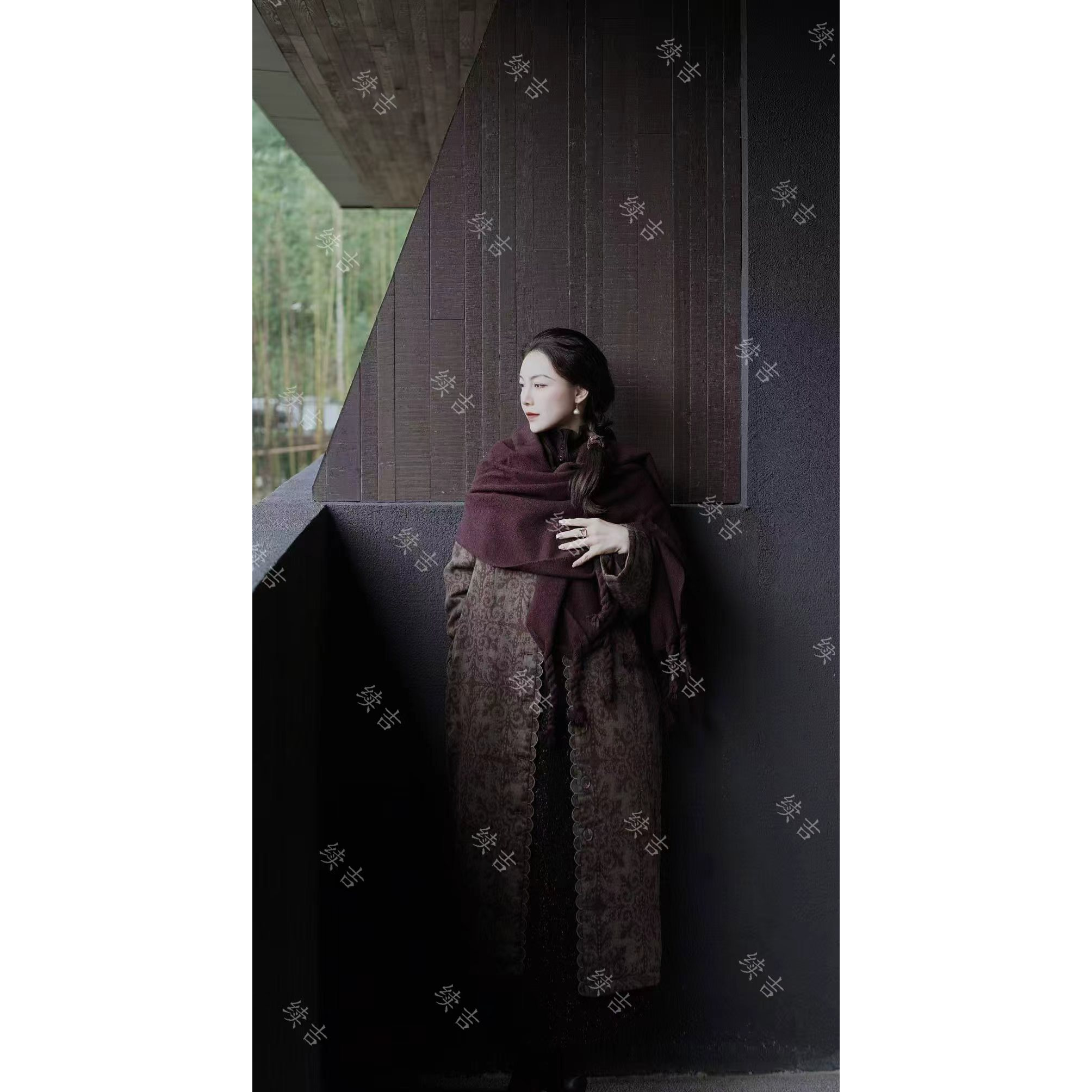 冬-续吉麻衣25-2582【富裕】棉翻领单排扣长袖中长款棉衣