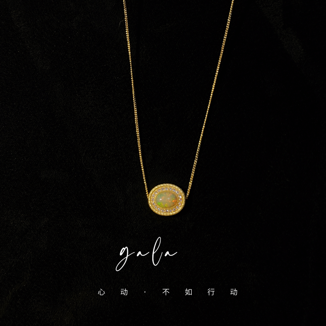 链子925银 银欧铂星眸珠宝细钻项链坠链锁骨链小众轻奢吊坠金色