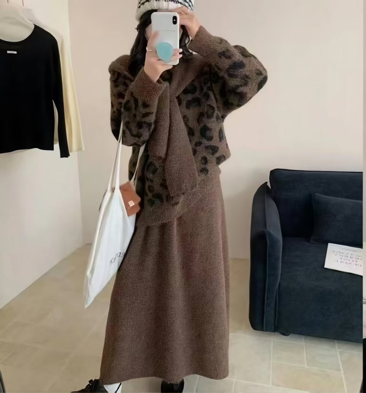 【0254  套装】女装宽松针织时尚套装百搭中长款秋冬