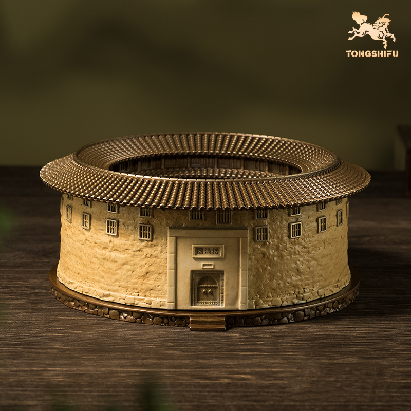 铜师傅《圆满楼》福建土楼模型铜摆件 创意书房桌面家居装饰工艺品