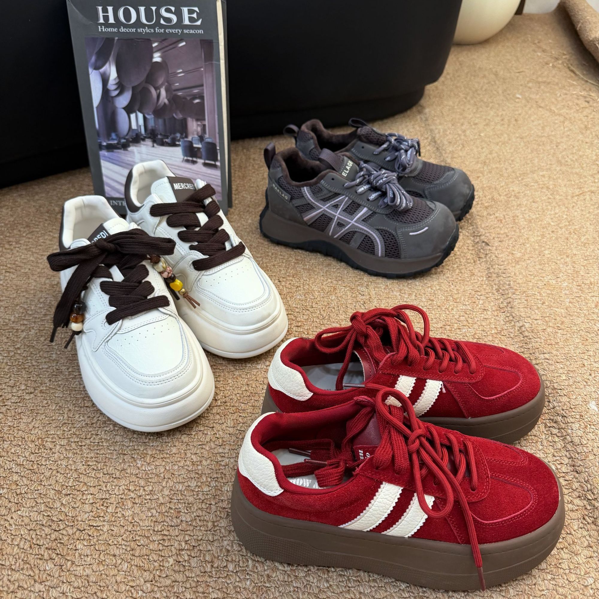 深口拼色薄款冬季秋季板鞋小皮鞋白鞋时尚ins休闲鞋