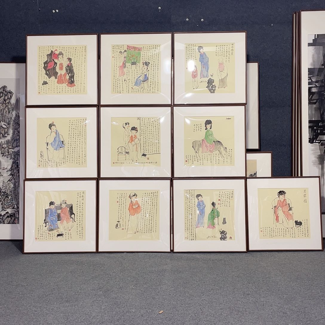 国画10张国画带框作品发货